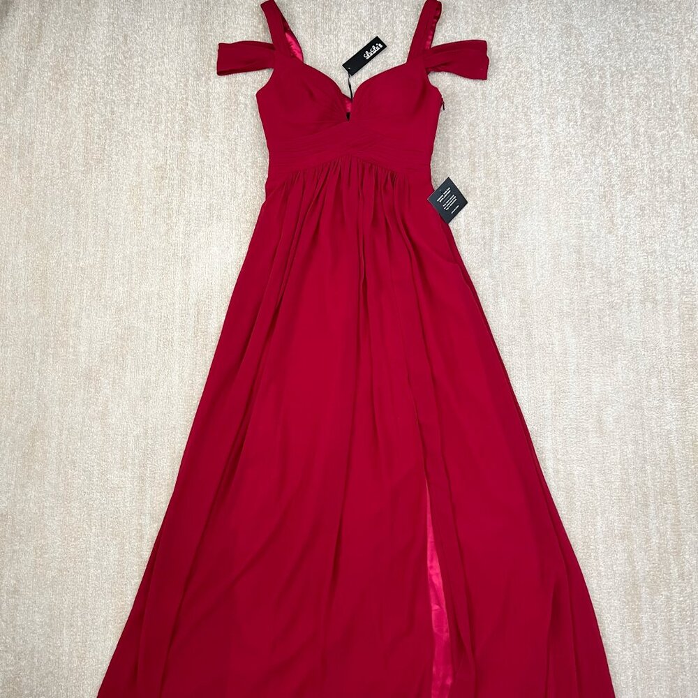 NWT Lulus Bariano Ocean of Elegance Red Maxi Formal Bridesmaid Dress S